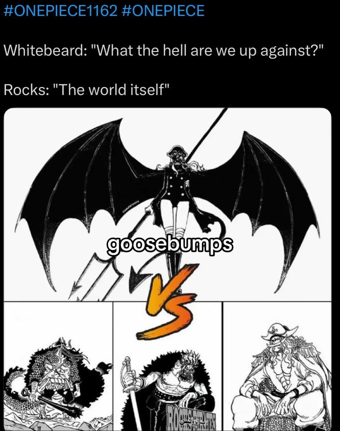One Piece Chapter 1162: God Valley Battle Royal Rocks D. Xebec — the name the world tried to bury now stands unshaken. At his side, Whitebeard roars and Kaido ascends in his dragon form. Together they face Imu, the eternal shadow who has pulled the strings of history since the beginning. In this instant, the battlefield feels frozen in time. The silence is heavy, the air trembling, as if the world itself fears the clash that is about to unfold. Yet this storm of destiny is born from countless tragedies and fleeting hopes. Yamato’s long journey ended with a return to the Flower Capital, where loneliness dissolved in the warmth of an embrace. It was not simply a reunion, but the closing of a wound carved deep by years of pain. Xebec refused to vanish. He saved Eris and Teach from death, and in their escape, Eris entrusted him with a single vow meet me in Lulusia. Amid fire and chaos, that promise shone with a fragile light, a thread of hope against the darkness. Elsewhere, love became betrayal. Big Mom, clutching the Azure Dragon Fruit, dreamed of giving it to Katakuri, her gift as a mother. But Kaido struck without hesitation, stealing the fruit and devouring it before her eyes. A future built on love was shattered, and in that betrayal, the legend of the dragon was born. Xebec’s rage shook God Valley itself as he crushed Garling, his strength echoing like thunder. But triumph turned into dread. Imu revealed their true horror, twisting Saturn into a grotesque spider form and corrupting the Davy Clan into demons. What stood on the battlefield was no longer human, no longer war but nightmare. And so, everything converges here. Xebec. Whitebeard. Kaido. Three monsters of legend, standing against Imu, the darkness at the heart of the world. The silence before the storm is unbearable. The next heartbeat may decide the fate of all. There will be no chapter next week. #fyp #onepiece #spoiler #animefyp #viral 