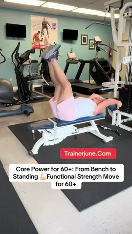Getting stronger every day! 💪🏼 From bench to standing — core first, then lift that ball overhead. Functional movement for real-life strength. #TrainerJuneFit #StrongOver60 #CorePower #HealthyAging