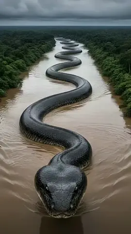 Giant anaconda in a jungle river – real or photo? ##viralvideo #ForYou #viral #wildlife #fyp 