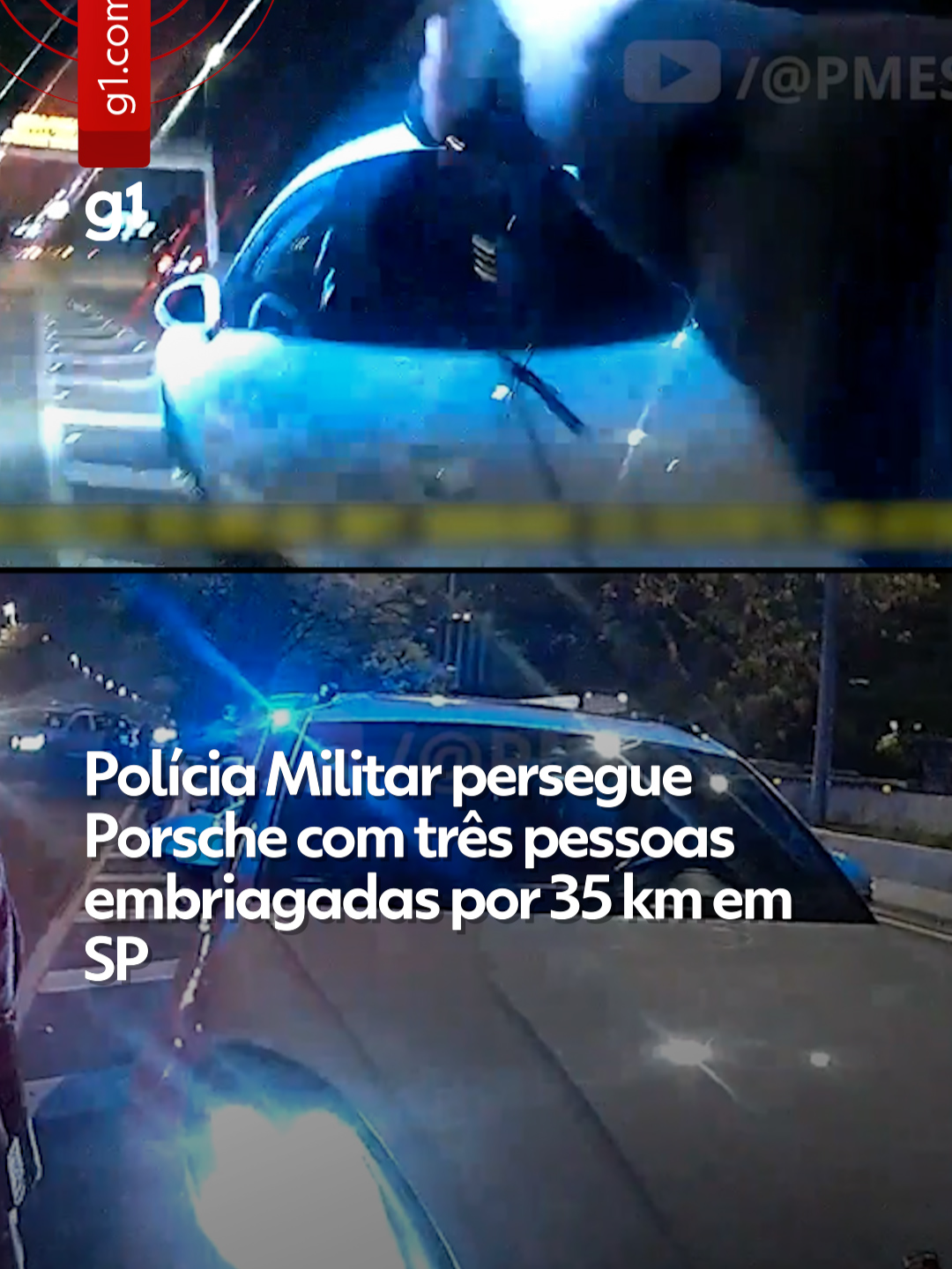 Condutor detido - Um Porsche branco, que era conduzido por um jovem de 20 anos bêbado, foi perseguido pela Polícia Militar por cerca de 35 km das ruas da cidade de São Paulo por fazer manobras perigosas na madrugada de domingo (5). A perseguição, que mobilizou sete batalhões, só acabou quando o acabou o combustível do carro.  As câmeras corporais dos policiais envolvidos registraram parte da perseguição e a abordagem final aos integrantes do veículo. A ação começou por volta das 2h, quando os policiais, em uma ronda de rotina, mandaram o Porsche parar por conta da condução perigosa. O motorista, no entanto, não obedeceu. Teve início, então, uma perseguição pelas vias da capital, que começou na Avenida 9 de Julho, nos Jardins, passou pelo Terminal Bandeira, por todo o Corredor Norte-Sul, seguindo pela Avenida Santos Dumont, a Praça Campo de Bagatelle e chegando à Marginal Tietê, sentido Castello Branco, nas imediações das pontes Casa Verde e Limão.  Segundo a PM, durante a abordagem, os três ocupantes do veículo apresentavam sinais de embriaguez. O condutor se recursou a fazer o teste do etilômetro e acabou detido, 