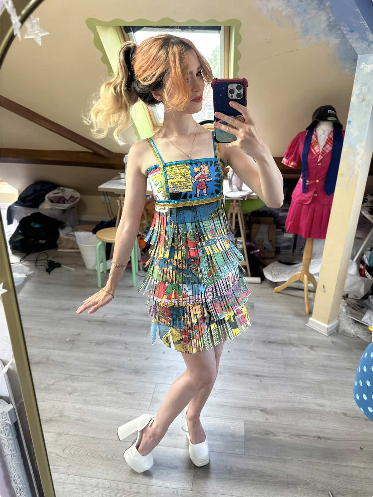 Halloween Day 7! 🎃👻 My Alex Russo comic book dress from Wizards of Waverly Place is finished!! 🤩💖 I am so happy with how she turned out 🥰 #wizardsofwaverlyplace #sewing #DIY #fashion #halloween 