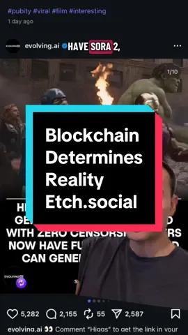 Blockchain will determine what is reality and what is not reality in the future. It’s more important than ever. Check out etch.social if you want to try it.  #sora2 #ai #Tech 