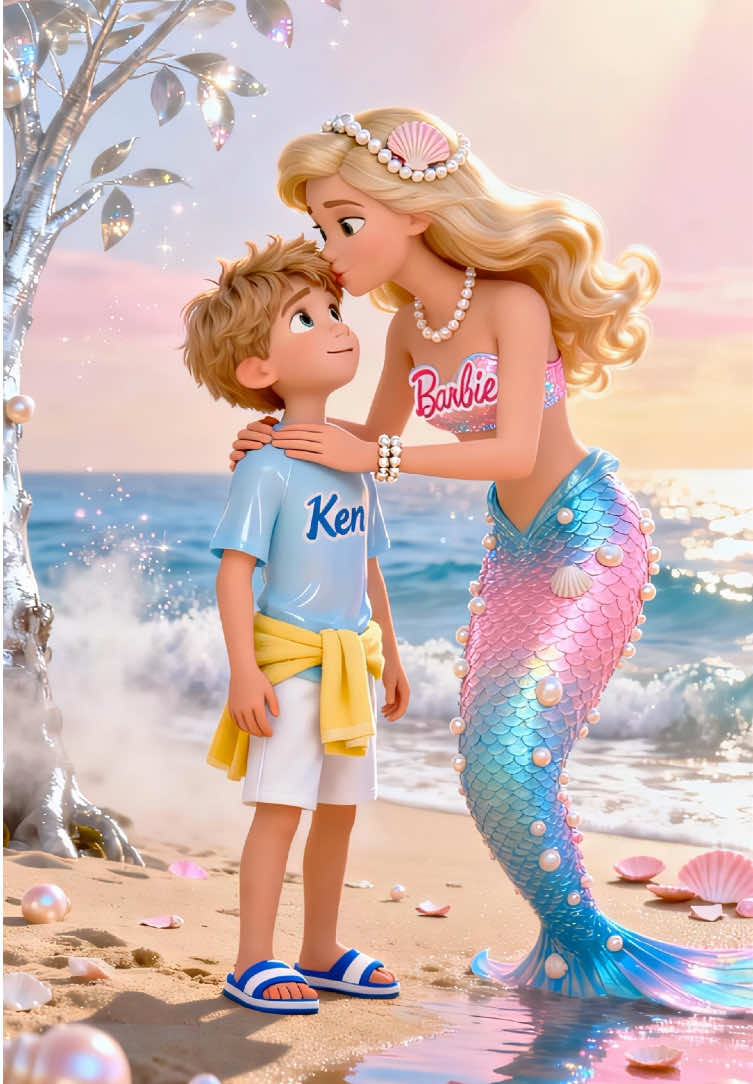 When the boy met the mermaid#barbie #barbiegirl #barbieandken #aivideos 