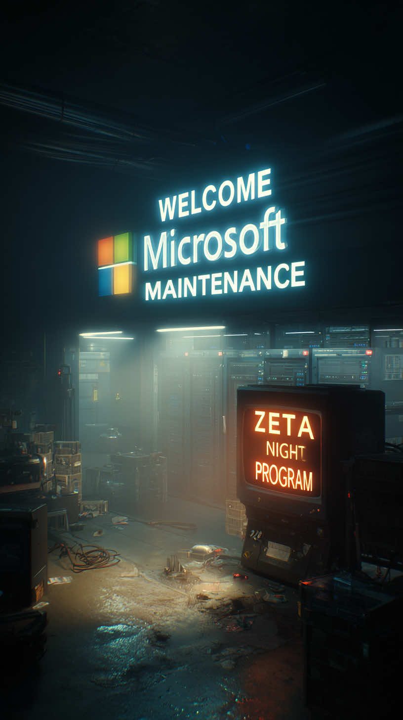 💻 Would you survive a night shift in a secret Microsoft facility where the system might claim you? 👁️ #horrortok #analoghorror #creepypasta #fyp #microsoft 