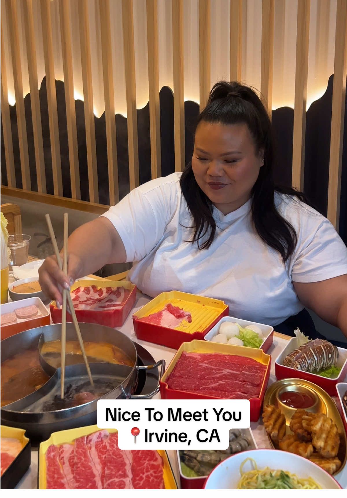 Soup season is here 🍲 and Nice to Meet You in Irvine is the spot! 3 broths, endless skewers, premium meats, and that matcha shaved snow? 100% worth it 😮‍💨🔥 📍Nice To Meet You in Irvine, CA #nicetomeetyouhotpot #那年遇見 #irvinehotpot #irvine #irvinefoodie       