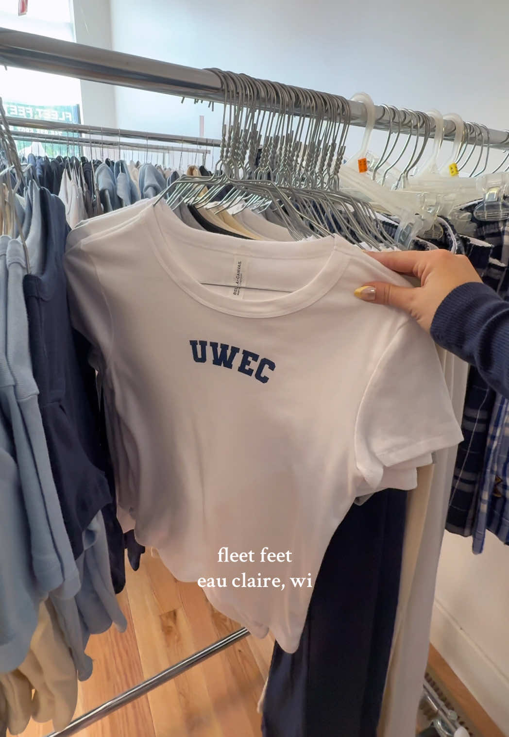 the best spot near UWEC for blugold merch!! 💙💛 #uwec #eauclaire #wisconsin #fleetfeet #fyp 