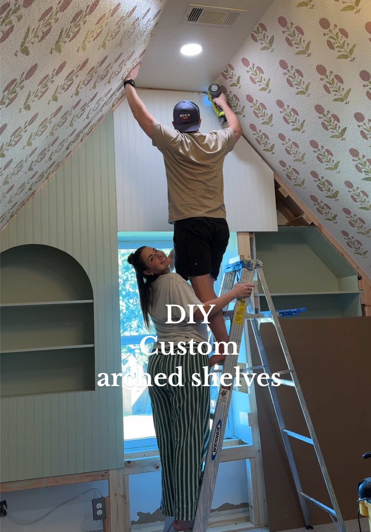 Finally our diy arched shelves are just about done in my girls’ new bedroom! This took SOOOOO long but here is the update!!! 🤍🤍🤍  #archedshelves #DIY #bedroom #homeprojects #homeimprovement 