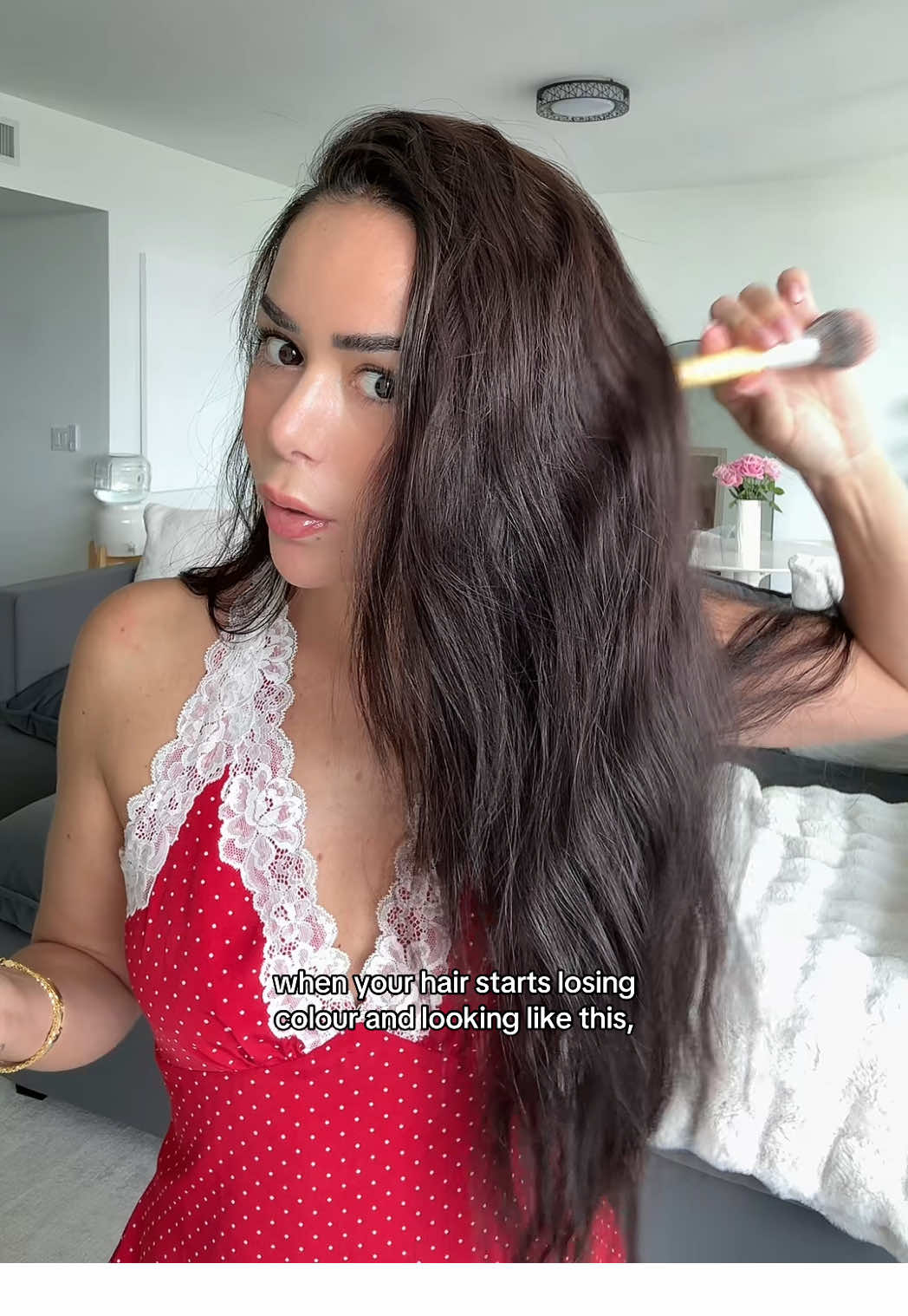 Brunette hair fading is not the vibe for me #brunnette #haircolor #hairtransformation 