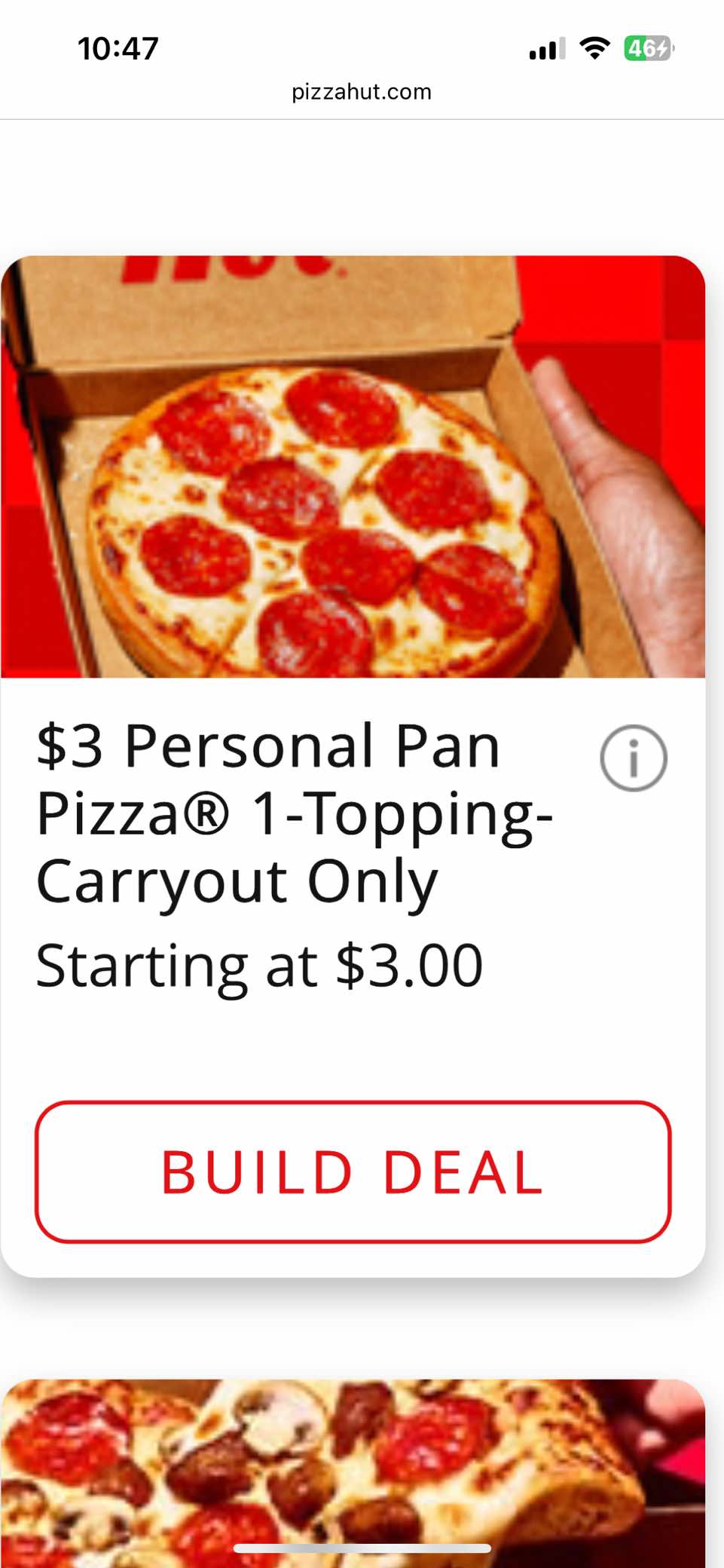 Pizza huts $3 personal pizzas every Tuesday in October. #pizza #deals #pizzahut #lunch #budget