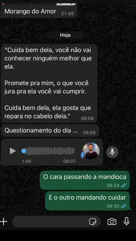 Os áudios que eu recebo 8h da manhã kkkkkkkkk cuida bem dela bobo #humor