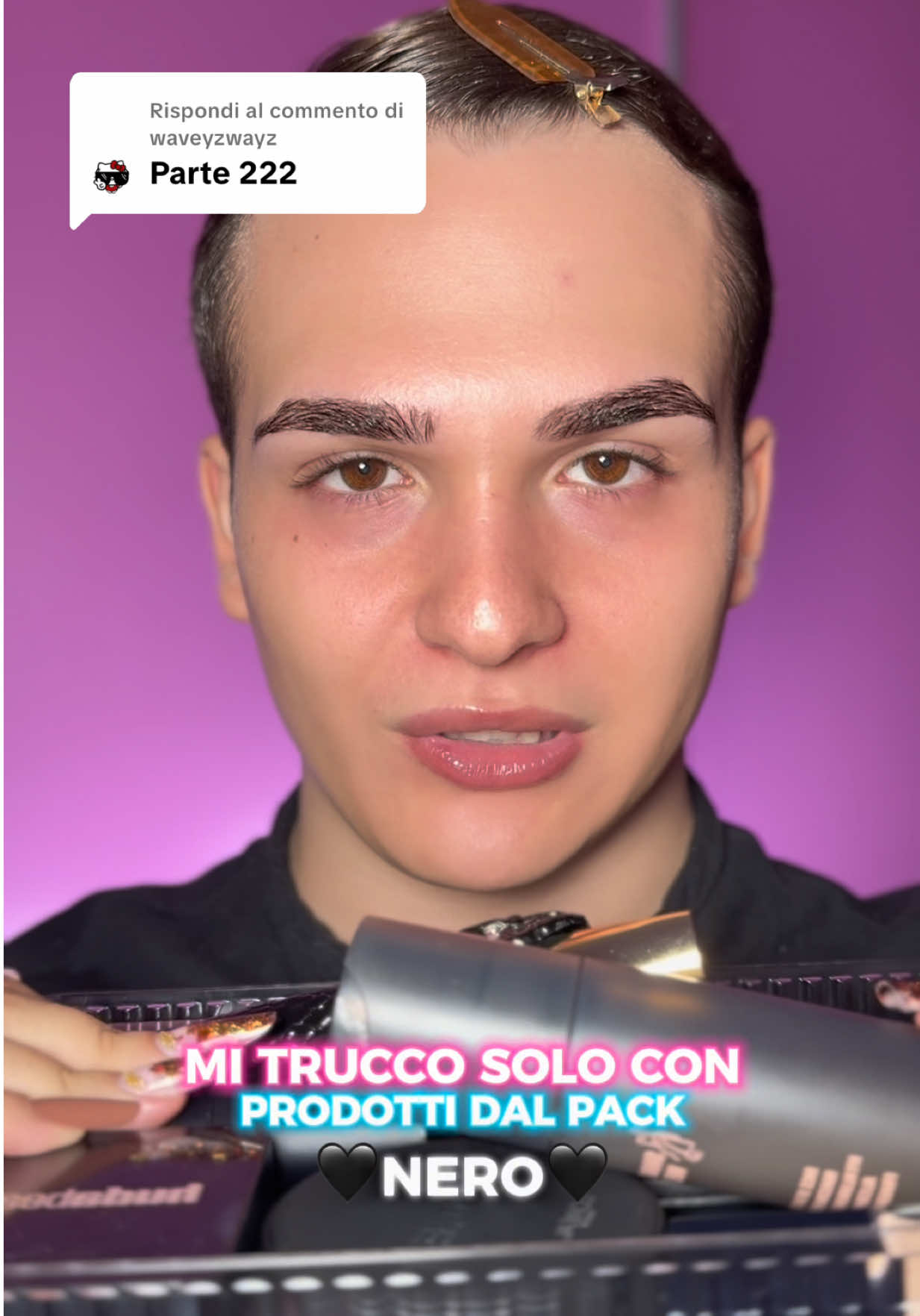 Risposta a @waveyzwayz PT. 2 - nuova challenge!!!! si parte col COLORE 🖤NERO🖤 e il prossimo quale sarà??? #makeupchallenge #challengemakeup #makeuptutorial 
