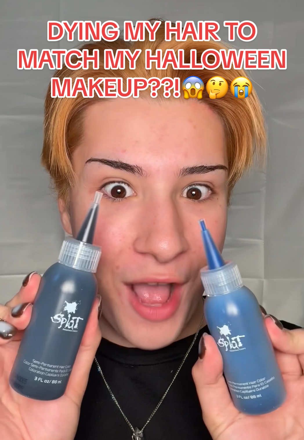 WHAT DO WE THINK OF THE FINISHED LOOK??!😭😭⬇️ Bringing this skull look to @SplatHairDye 's 13 Days of Halloween! 🎃 👻💙 Don't forget to take advantage of CVS' Big Hair Event to save some $ on Splat and other hair products through 10/11! #developluspartner #splatsquad #diyhair #hairtransformation #halloweenmakeup 