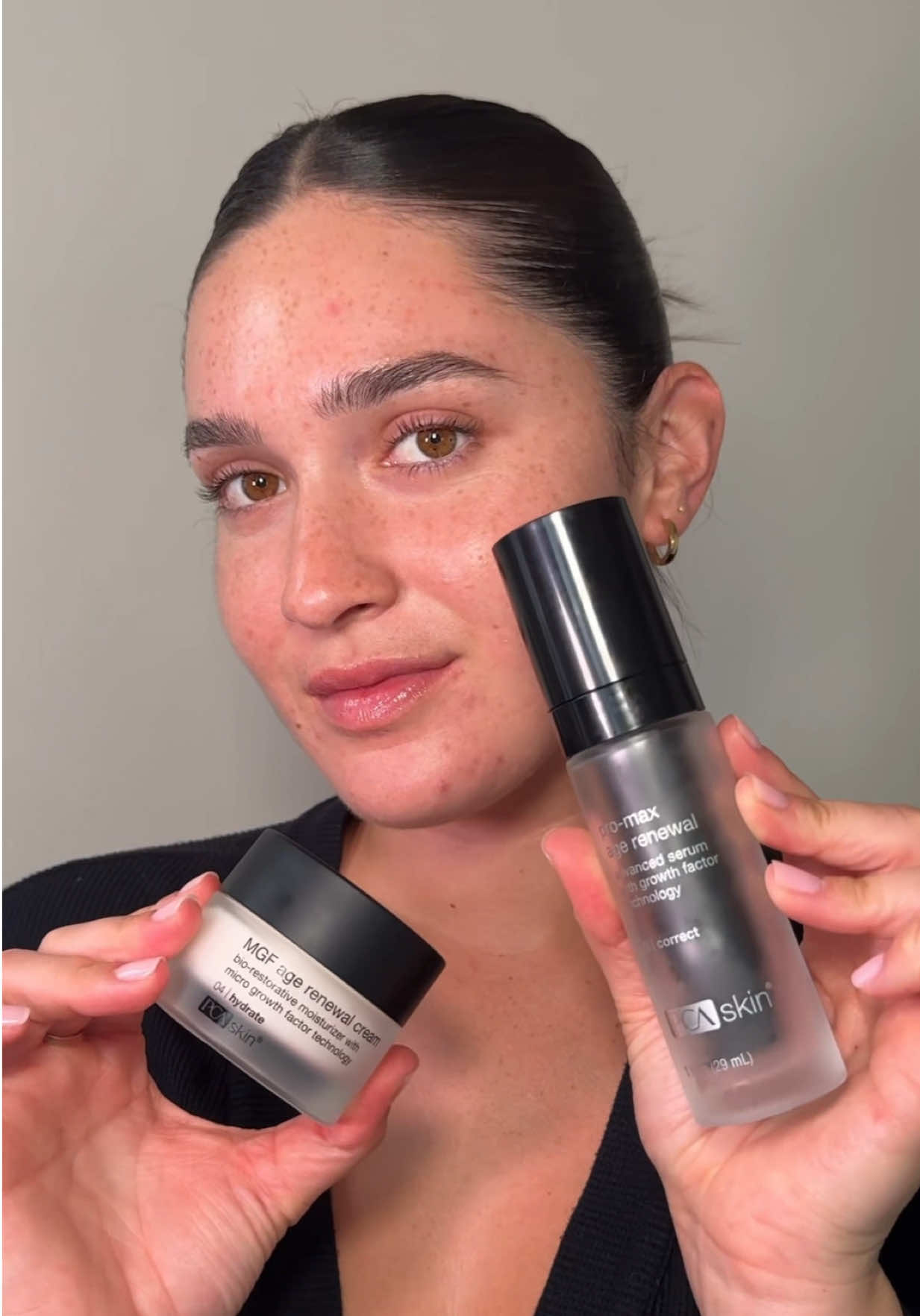 For skin that feels firmer and deeply hydrated. 🖤 MGF Age Renewal Cream is formulated with Micro Growth Factor Technology, penetrating 10x deeper than conventional growth factors* for collagen and elastin support. Pair with Pro-Max Age Renewal in your routine for transformative results. @soleil  *Defined as conventional FGF growth factors with average of 155 amino acids #PCASKIN #moisturizer #skincare #skincareroutine #cream 
