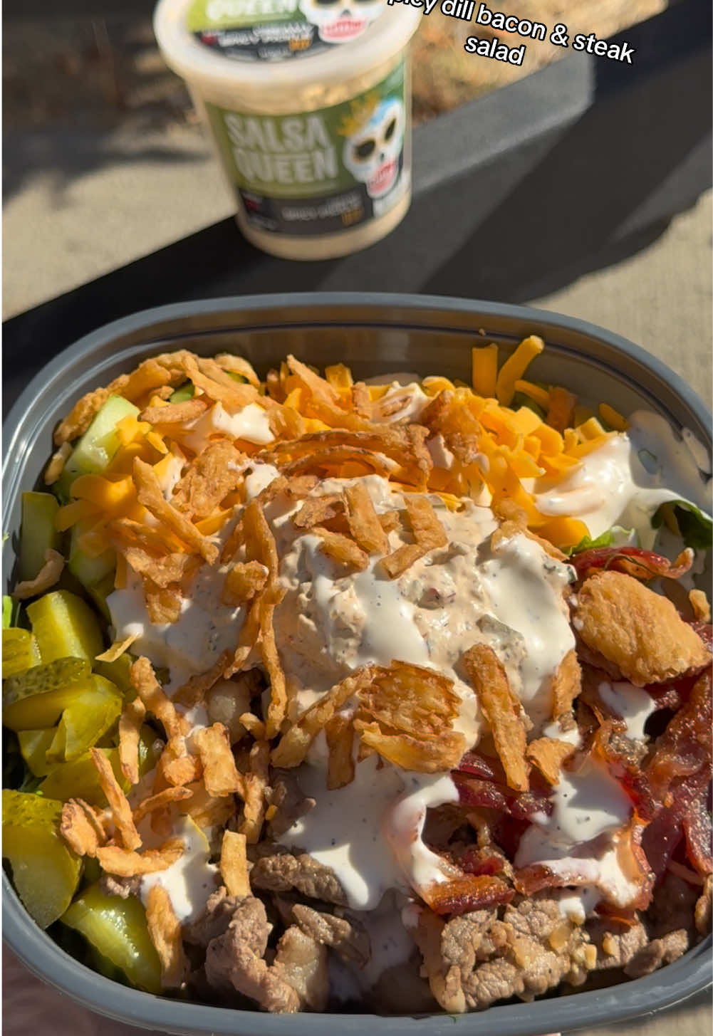 This from @Salsa Queen and a dill pickle salad is NEXT LEVEL GOOD #salad #dillpickle #salsaqueen 