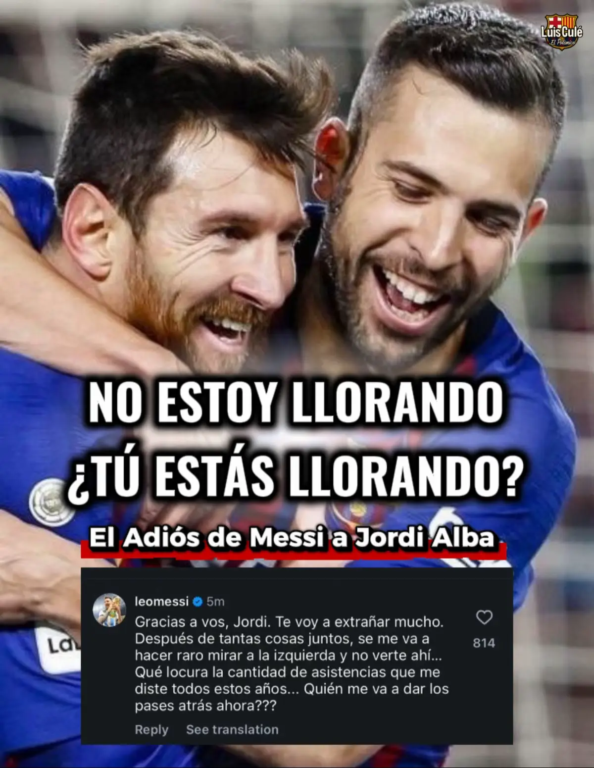 El final de una era dorada 💔 El adiós de Messi a Jordi Alba marca algo más que el retiro de un futbolista: marca el final de una generación que nos hizo soñar, gritar, y creer que el fútbol podía ser arte. 🎨⚽️ Verlos juntos en el Barça era poesía en movimiento, una conexión sin palabras, solo miradas, pases y abrazos eternos después de cada gol. Hoy, Jordi dice adiós, Busquets ya lo hizo, y poco a poco se apaga esa luz dorada que iluminó nuestra infancia, nuestra juventud, nuestra pasión culé. ¿En qué momento crecimos tanto? ¿En qué momento se fue todo tan rápido? El día que Messi cuelgue las botas… ese día el planeta fútbol se detendrá. Y yo… sangraré en lágrimas.” #luisculé #Messi #JordiAlba #Busquets #FCBarcelona 