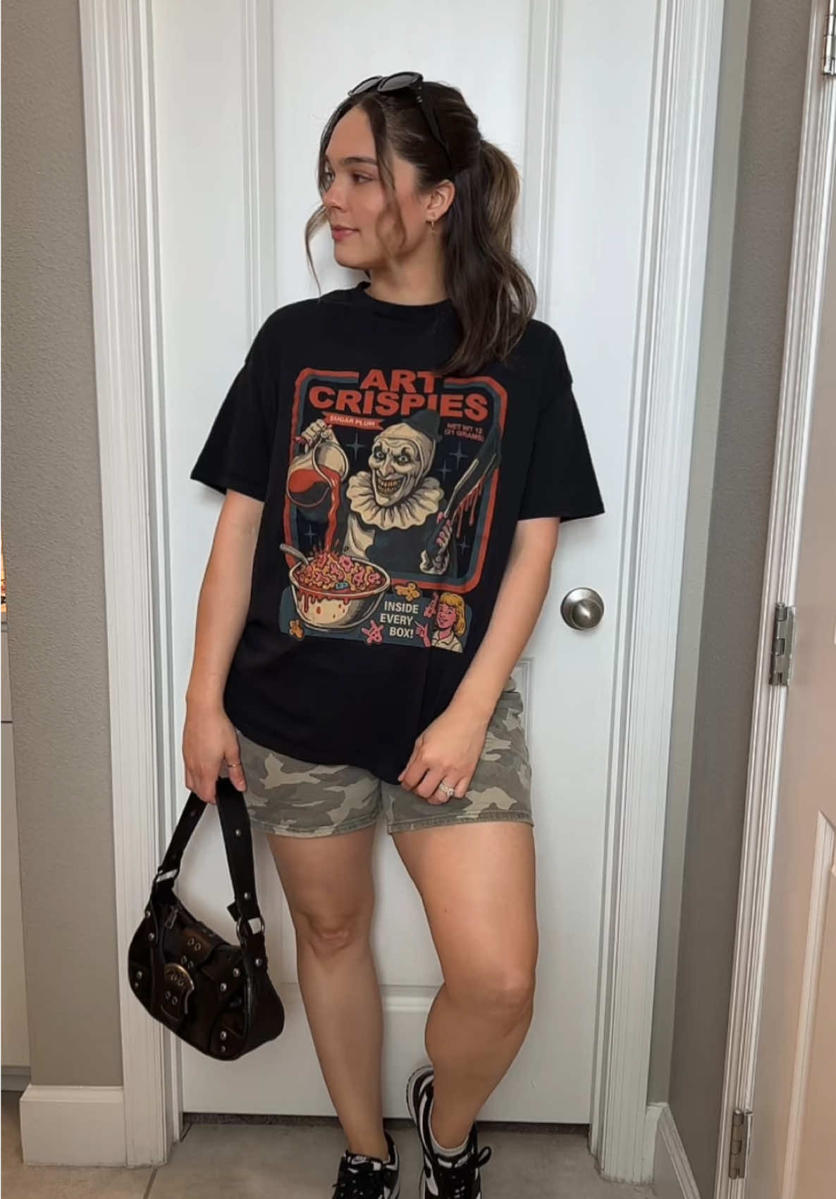 I hate that is spooky season and is so frkn hot outside! 😭 I’m so over it! Shorts and spooky tees until it get chilly! #OOTD #outfitinspo #chilloutfit #spookyseason 