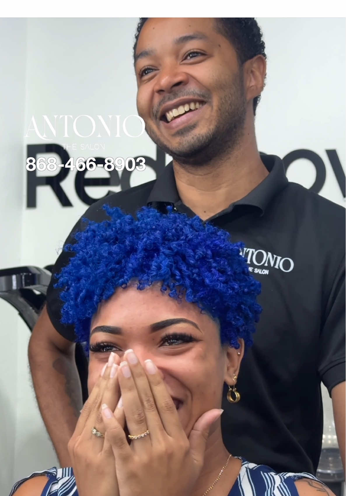 Her personality is light-hearted and fun so we had to give her this sapphire blue tapered cut and make her natural curls pop. How do you feel about it? 💙 If you want this service, visit our website www.AntonioSalon.com or message 868-466-8903 to book your appointment. Salon: @Antonio The Salon  Location: 53 Montrose Main Road, Chaguanas (opposite Health Centre) 🇹🇹 #cutsbyantonio #antoniothesalon