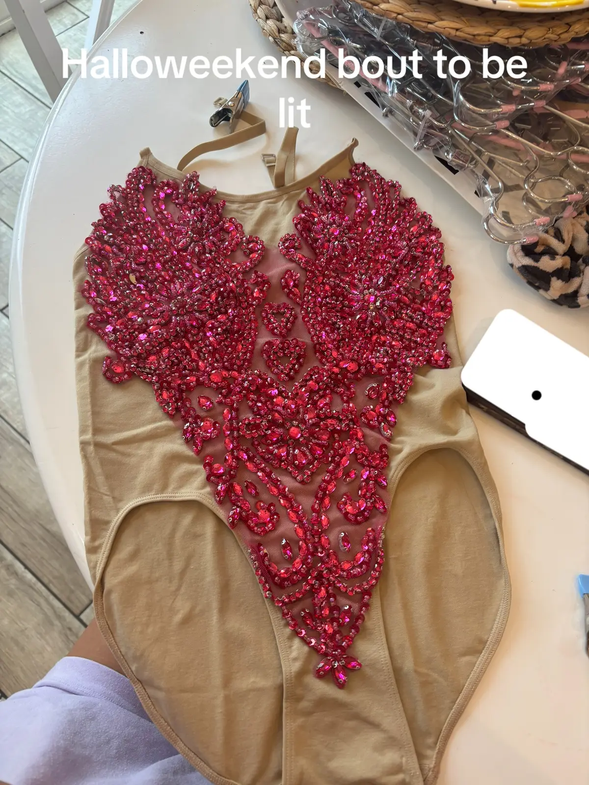 There is more but can’t reveal too much 🎭#halloween #costume #rhinestone #fyp #makemefamous 
