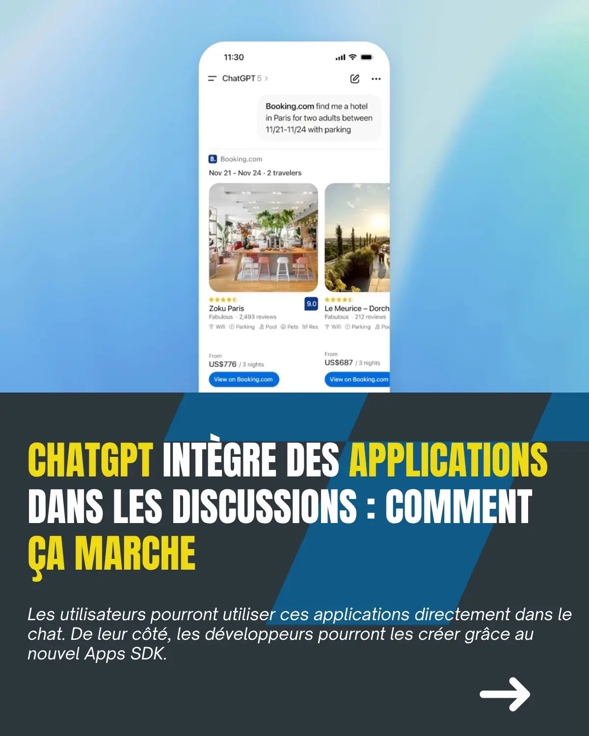 Imagine réserver ton hôtel, commander un service ou accéder à une appli sans quitter la conversation… C’est désormais possible avec l’intégration des applications dans ChatGPT. 👉 Dis-moi en commentaire quelle appli tu aimerais voir intégrée à ChatGPT ! #C#ChatGPTI#IAA#ApplicationsT#TechI#Innovation 