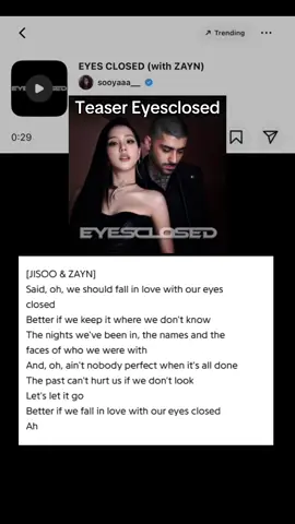 Eyesclosed 2025.10.10 midnight 🤍 “Katanya, oh, kita harus jatuh cinta dengan mata tertutup Lebih baik jika kita menyimpannya di tempat yang tidak kita ketahui Malam-malam yang kita lalui, nama-nama dan Wajah-wajah dengan siapa kita bersama Dan, oh, tidak ada yang sempurna ketika semuanya selesai Masa lalu tidak bisa menyakiti kita jika kita tidak melihat Mari kita biarkan saja Lebih baik jika kita jatuh cinta dengan mata tertutup” #jisoo #zaynmalik #eyesclosed 