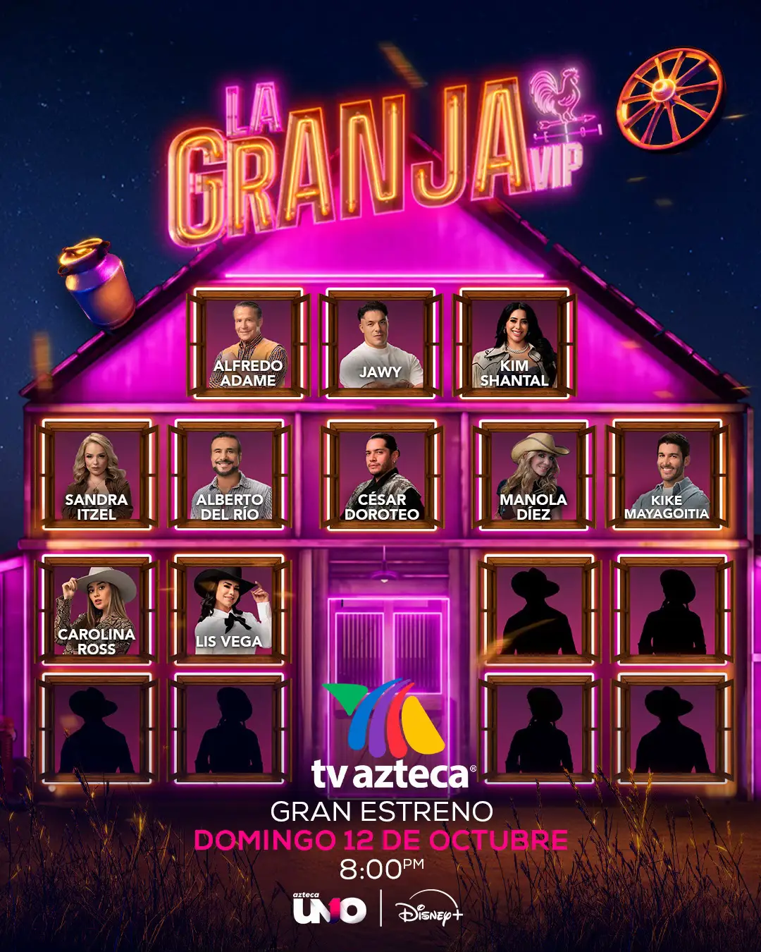 ¡Ya van 10 granjeros confirmados! 💥 🧑‍🌾 👨‍🌾 La espera está cada vez más cerca de terminar y la emoción ya se puede sentir en el aire. 🤩 Nos vemos este domingo en #LaGranjaVIP 12 de octubre a las 8:00 P.M. por #AztecaUNO. 🚜⁣ Transmisión 24/7 en #DisneyPlus experiencia completa.⁣ ⁣ Durante dos semanas podrás disfrutarla en mis redes:⁣ 🌐Sitio Web ⁣ 📱App TV Azteca En Vivo ⁣ 💻YouTube