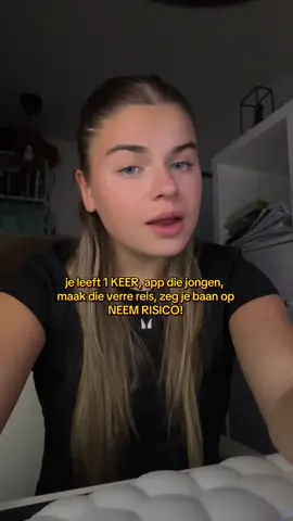 Neem alles wat minder serieus en ga er aub voor. Straks ben je ouders en ga je spijt hebben <3 over 100 jaar zijn we allemaal weg, heb SCHIJT <3 #belmealsjethuisbent #pommelien #yolo #risk #fyp 