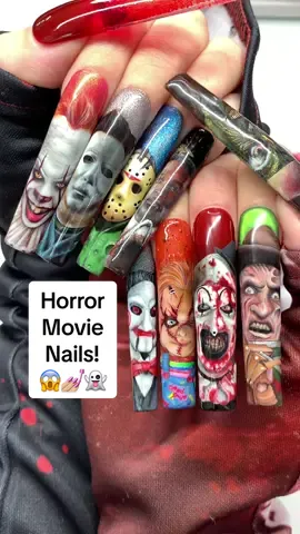 I think I like this one better🤔 hand painted horror nails by me!😱👀👻 #halloweennals #transition #nailart #nailsart #nailtrends 