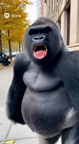 angry gorilla lost his banana #gorilla #banana #fyp #ai #sora