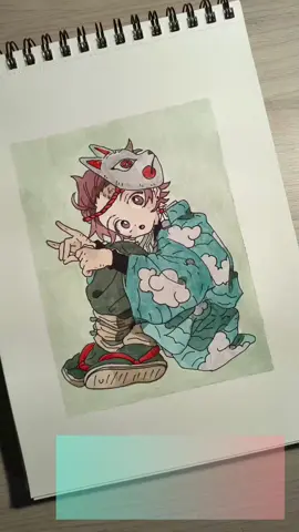 kawai tanjiro espero les guste 🎨 #tanjiro #kimetsu #anime #acuarela #drawing 