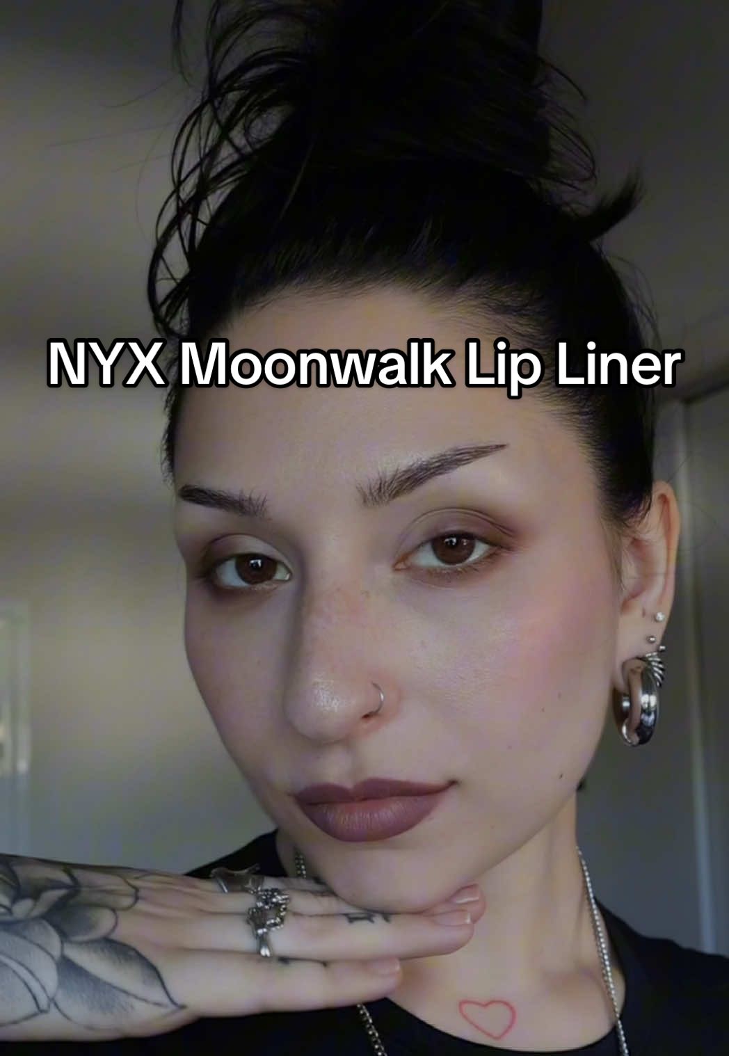 Swatching NYX moonwalk lip liner for all my cool tone girlies🩶 I found this to show up really berry toned on me but I really like and it stays one really well (prep with powder!!!)  #makeup #nyxcosmetics #grunge #cooltonedmakeup 