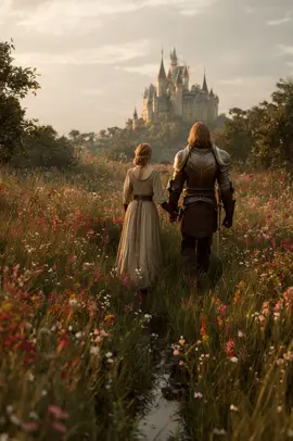 “Entre flores e silêncio… o cavaleiro encontrou paz nas mãos dela.” #medievalfantasy #romanticfantasy #knightandprincess #fantasycinematic #epicfantasy          