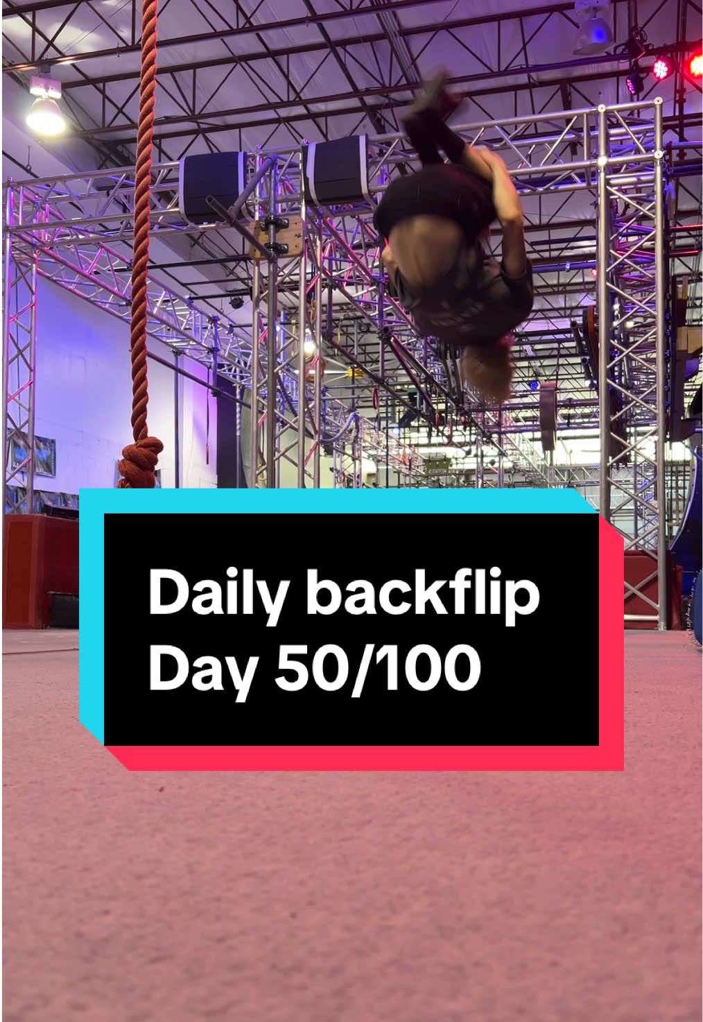Daily backflip Day 50/100📈  Can’t believe I’m half way through this challenge already😳  Follow to see the journey & for more calisthenics, ninja warrior, & other fitness content🙌 #fitnesschallenge #dailychallenge #movement #parkour #parkourchallenge  