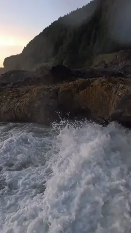 The power of the Pacific Ocean 🤯 #sea #ocean #waves #oregon #sunset 