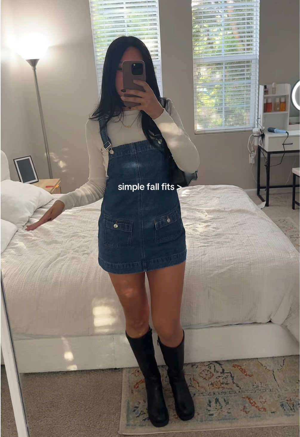 obsessed with this denim overall dress <3 #overalldress #denimdress #falloutfits #tiktokshopfalldealsforyou #tiktokshopblackfriday 