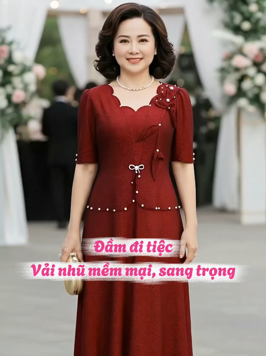 Một chiếc đầm đi tiệc vừa sang, vải co giãn, thoải mái, giá lại hợp túi tiền @Hạnh nhi  #damditiec #thoitrangtrungnien #thoitrangbigsize #phunuu40 #xuhuong 