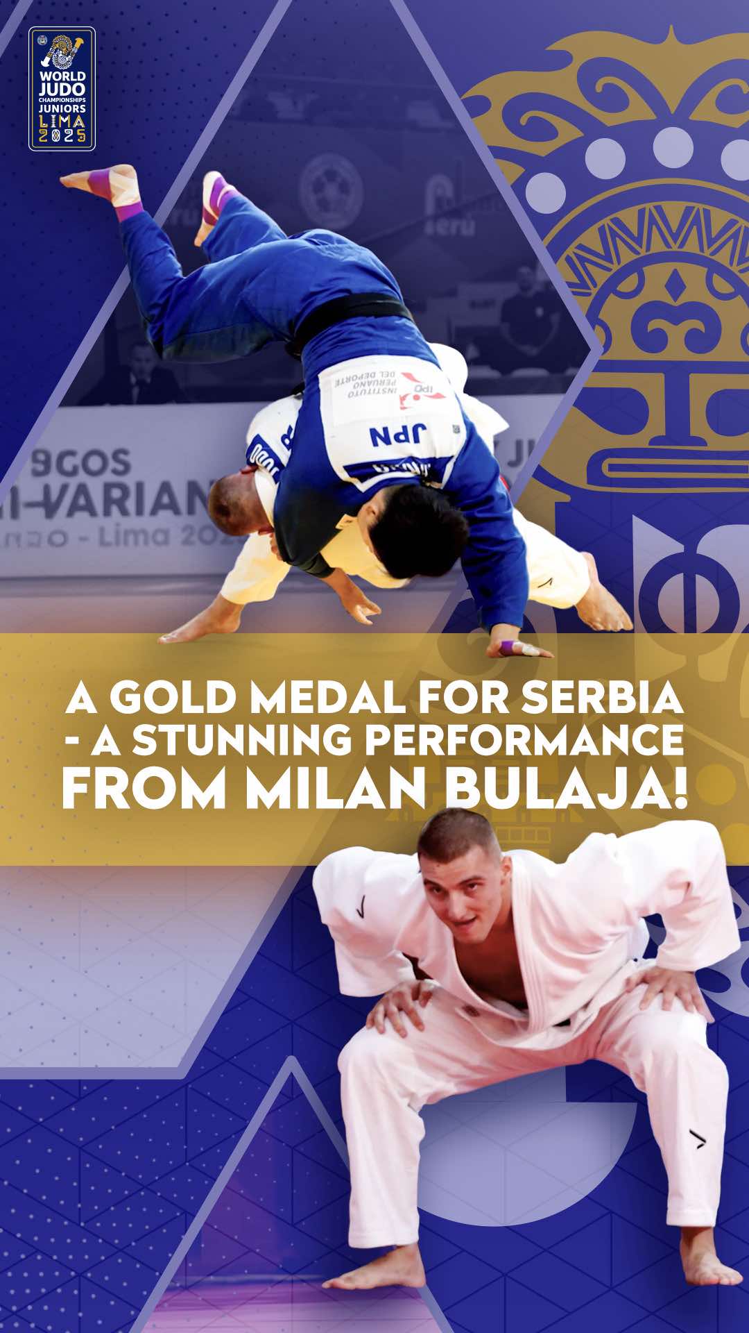 A gold medal for Serbia - a stunning performance from Milan Bulaja! 🇷🇸🥇 Follow all the action on JudoTV.com 💻 #JudoJuniors #Peru #Lima #IJF #Judo 