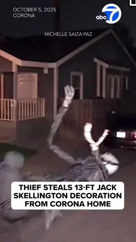 #Corona police are looking for a thief who made off with a 13-foot #JackSkellington decoration from a home. The stolen #animatronic of the protagonist from the 1993 film 