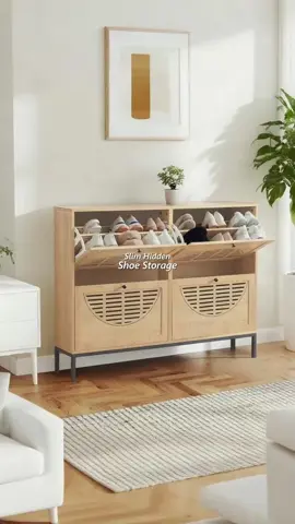 Tired of messy shoes? 🌿 4 flip drawers keep sneakers, heels & boots organized ✨ Would you try this in your hallway? #Giratree #Giratreefurniture #HomeDecor #SmartStorage#Adoteumhabitinho 