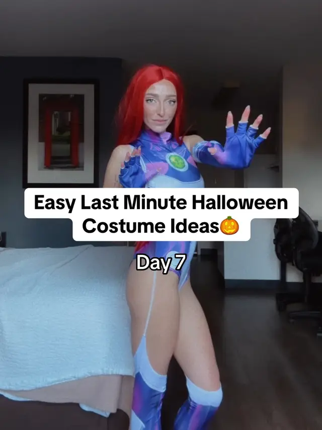 This fiery look is giving Teen Titans energy 🔥 Costume was around $20–$25 on AliExpress (depends on size) and the red wig was about $10–$15! You can also grab both on Amazon 👀 Pair it with white sneakers for an easy night-out look or match with your bestie as Raven 🖤 — or go full squad goals with Robin + the Teen Titans crew! ✨ This one’s bold, powerful, and SO fun for Halloween night! Save this audio for your Starfire halloween video fit! #halloweenchallenge #starfirecosplay #teentitans #HalloweenCostumeIdeas #fyp 