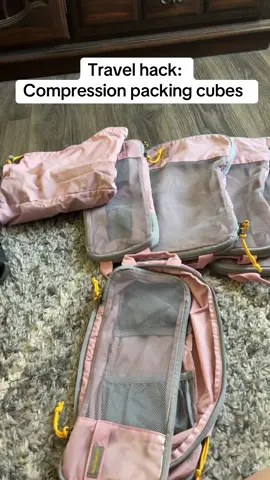 These compression packing cubes are the travel hack you didn’t know you needed! Not only does it help you stay organized, but it means that you can take more with you for less space. #traveltips #travelhack #packwithme #packingtips #packingcubes 