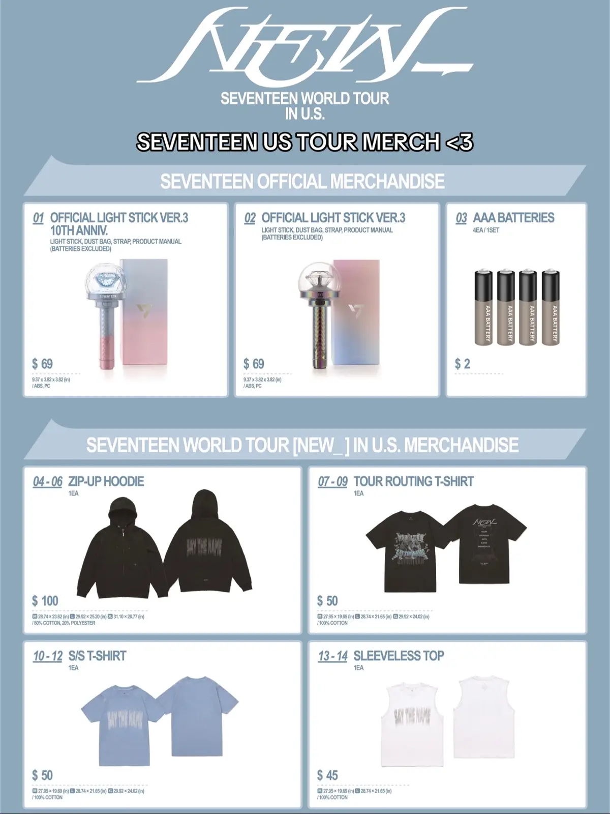 svt’s us merch dropped :’)🤍 what do you plan to get? it’s very similar to incheon’s merch #seventeen #svtcarat #new_worldtour #concertmerch #kpop 