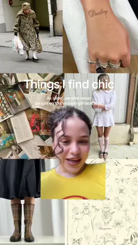 Things I find chic!!! As someone who loves fun fashion and never really caught on to the clean girl as!! ❤️⭐️🧘🩵🍒💗💚☕️🤸👰‍♂️☕️ animal print is a neutral forever!!! I love tattoos, print media, gym boots, aprons and little white cotton dresses!!! 
