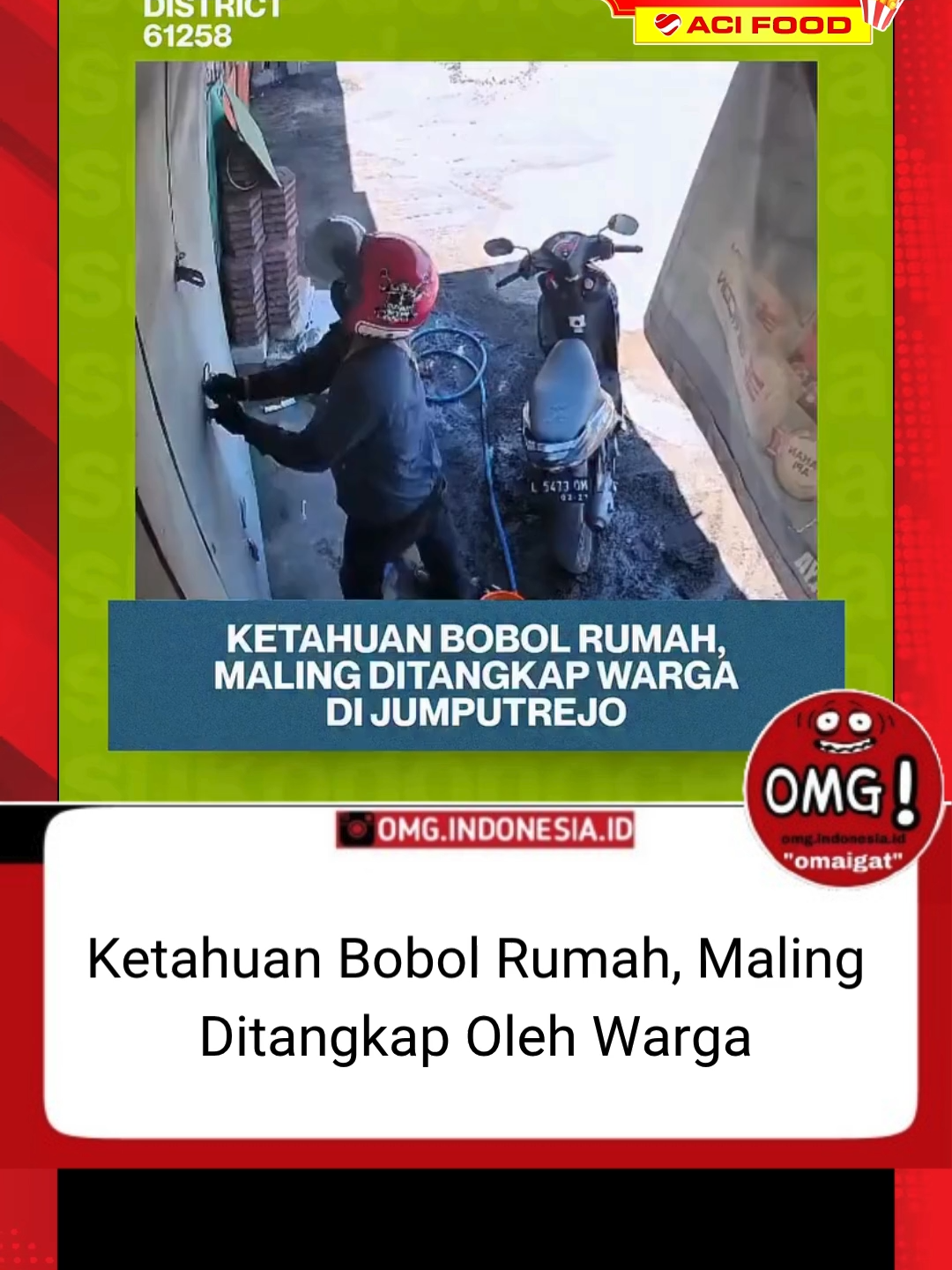 Warga dusun beciro, desa jumputrejo berhasil gagalkan maling yang bobol rumah salah satu warga. Aksi maling ini terlihat di cctv pada pukul 11.50 WIB hari Jum'at kemarin Laper tapi males bayar ongkir? Gunakan kode 100%GRATISONGKIR sekarang! 🍗 #acifood #acifoodmurah #ojolaci #ojekonlineaci
