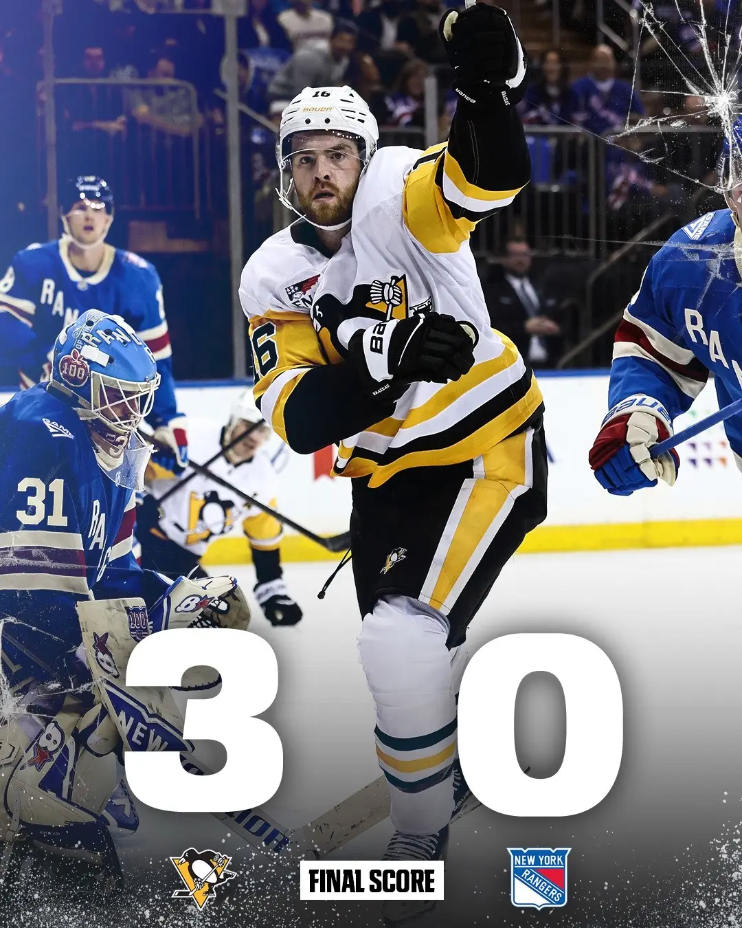 The Penguins waddle into MSG and leave with a W 🥶 Justin Brazeau found the back of the net twice in his Pittsburgh debut 🔥 #espnsocial #penguins #pittsburgh #NHL #hockey 