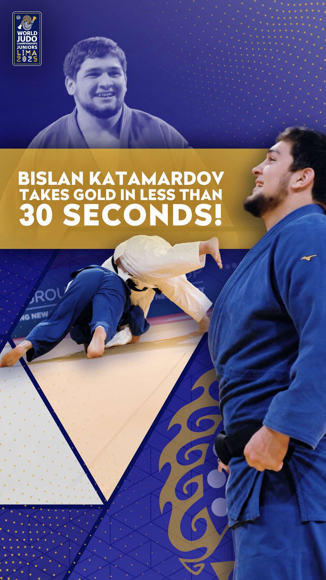Bislan Katamardov takes gold in less than 30 seconds! An incredible end to the individual event!🥋🥇 Follow all the action on JudoTV.com 💻 #JudoJuniors #Peru #Lima #IJF #Judo 