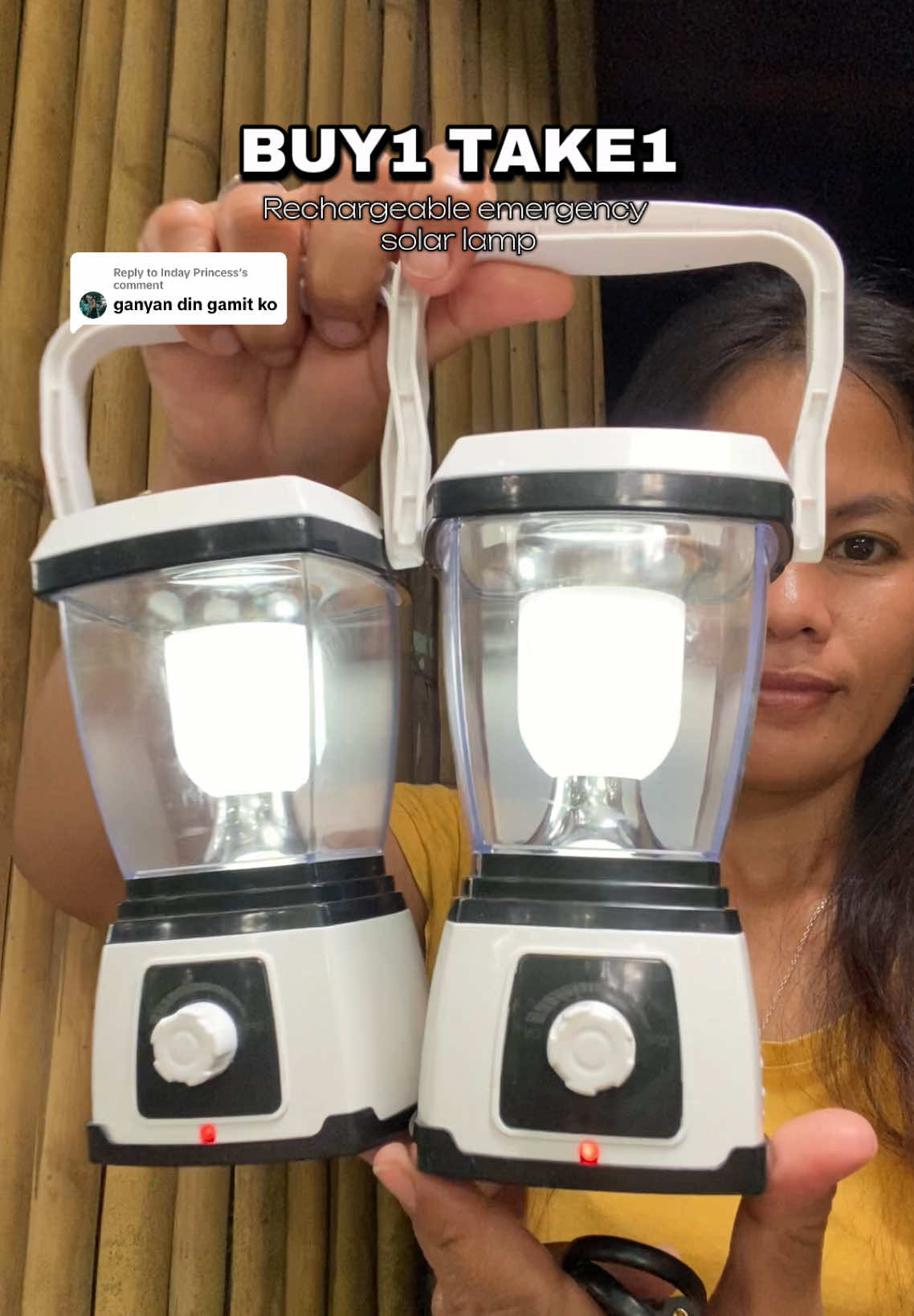 Replying to @Inday Princess BUY1TAKE1 rechargeable emergency solar lamp#campinglamp #solarlamp #rechargeableemergencylight #solar #emergencylight 