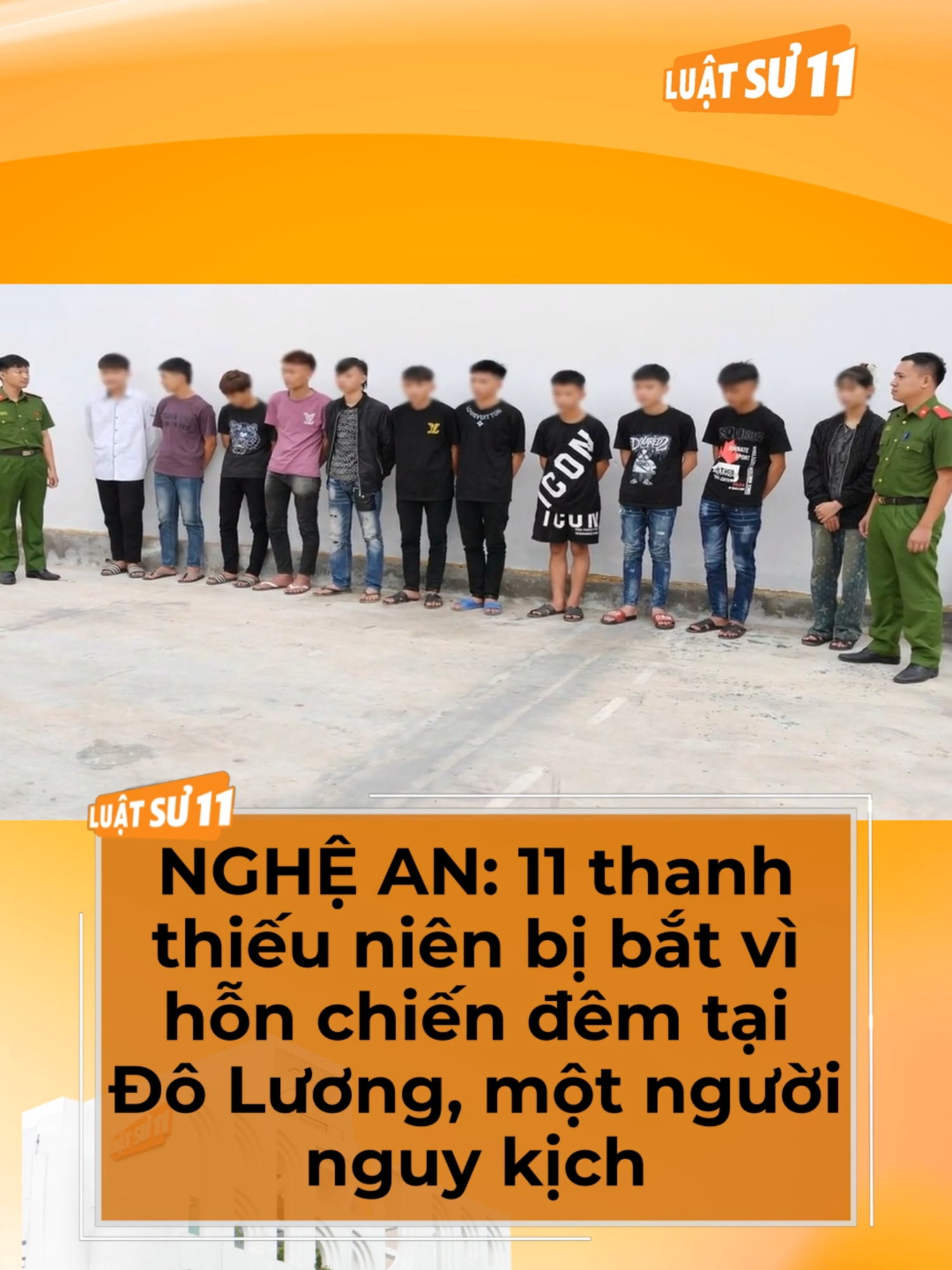 NGHỆ AN: 11 thanh thiếu niên bị bắt vì hỗn chiến đêm tại Đô Lương, một người nguy kịch Theo Luật sư Nguyễn Thành Huân, hành vi trên có thể bị xử lý về tội 'Gây rối trật tự công cộng' theo Điều 318 Bộ luật Hình sự, với khung phạt lên đến 7 năm tù. #luatsu11 #luatsunguyenthanhhuan #luatsuhuan11 #tintuc #nghean
