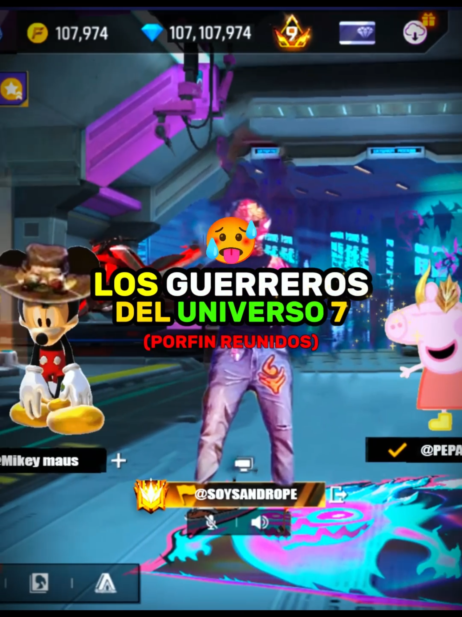 ✅LOS GUERREROS DEL UNIVERSO 7 EN FREEFIRE☠️ Cuando todos presentan su escuadra… y a mi me toca traer a Peppa Pig, Mickey y Bob Esponja 😂💀 Los Guerreros del Universo 7 acaban de llegar a FREEFIRE💥 Peppa, Mickey y Bob Esponja jugaran Freefire conmigo 😂 ¿A quién agregarías tú al equipo? 👇 #freefire #garena #humor #sakura #parati #fpy #soysandrope #comedia #escuadradelterror