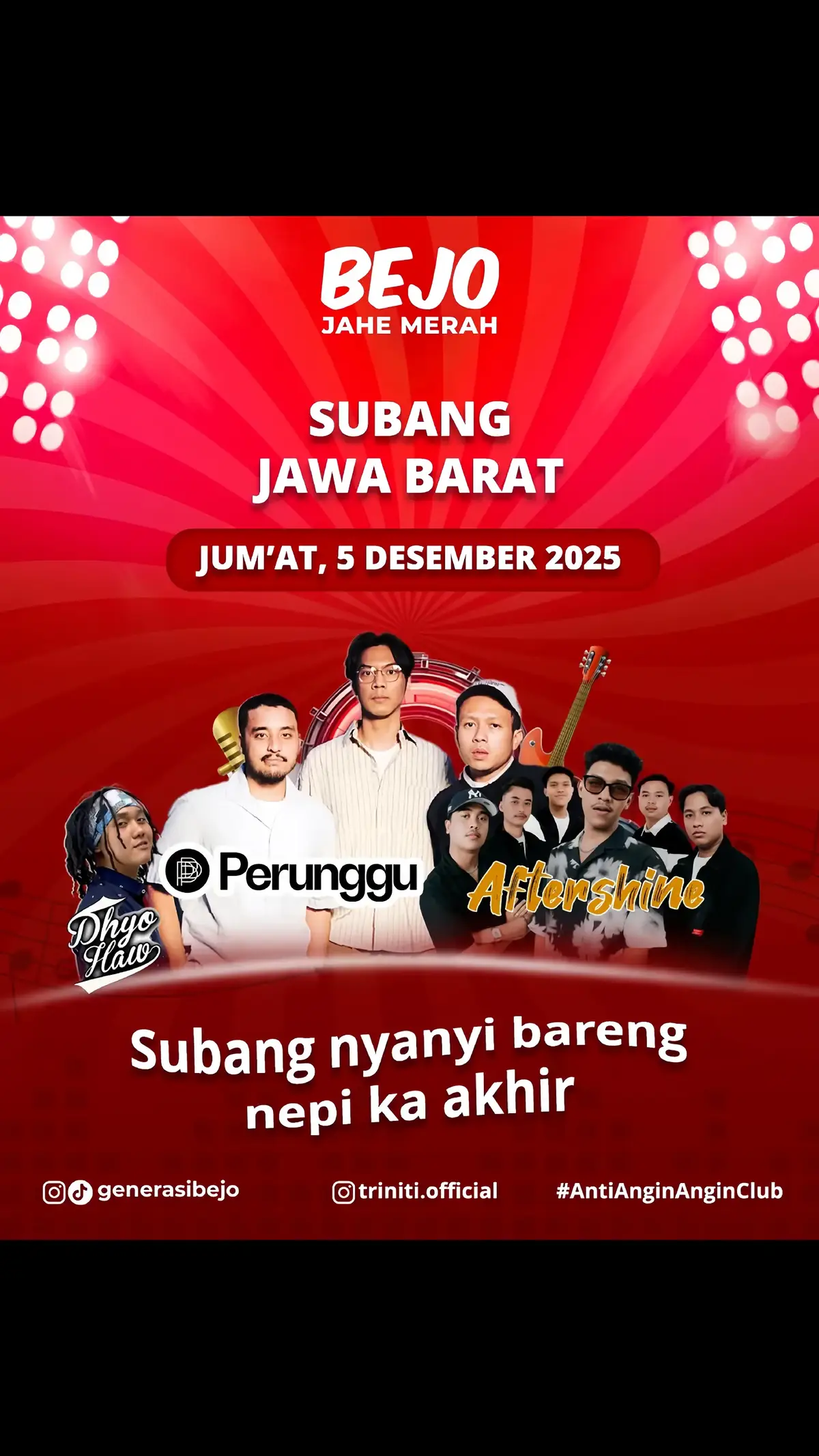 Hallo wargi subang dan sekitarnya @aftershineofficial @dhyohawofficial @perunggu__  bakal ke subang nih pada tanggal 5 Desember 2025  untuk tiket dan lokasi stay tune terus @generasibejo  #aftershineofficial #Subang #jawabarat 