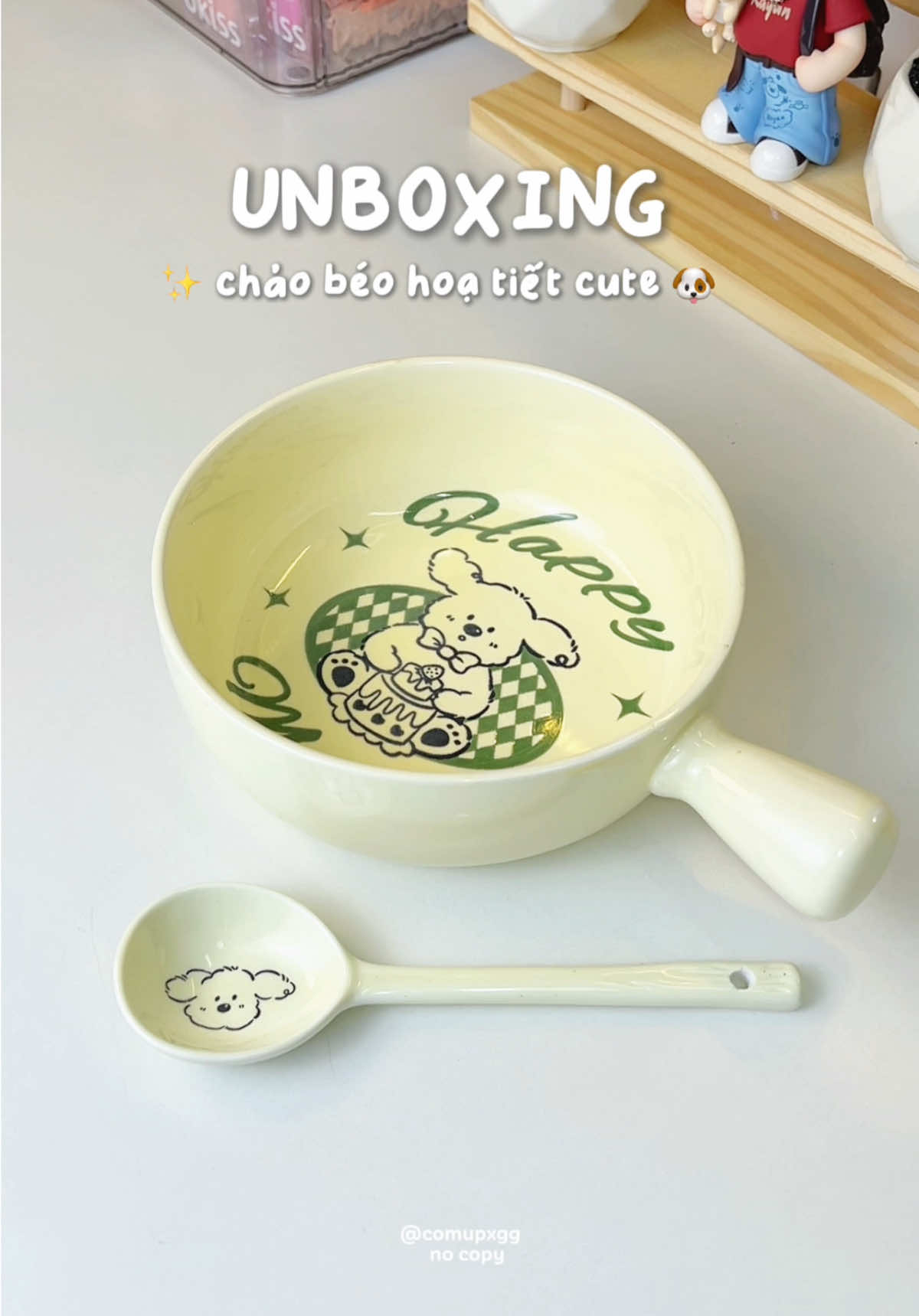 combo chảo béo và thìa sứ hoạ tiết siu dễ thương 🐶✨ #batsu #batsucute #batsuancom #setbatsu #thaothichriviu 
